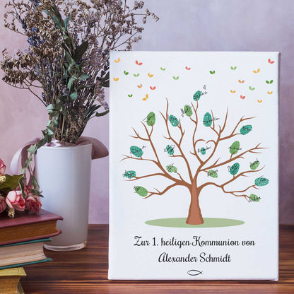 Leinwand als Gästebuch zur Kommunion