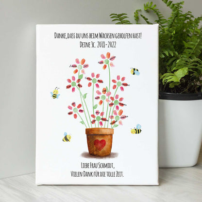 Personalisierte Leinwand - Geschenk zum Abschied für Erzieher und Lehrer - Blumentopf