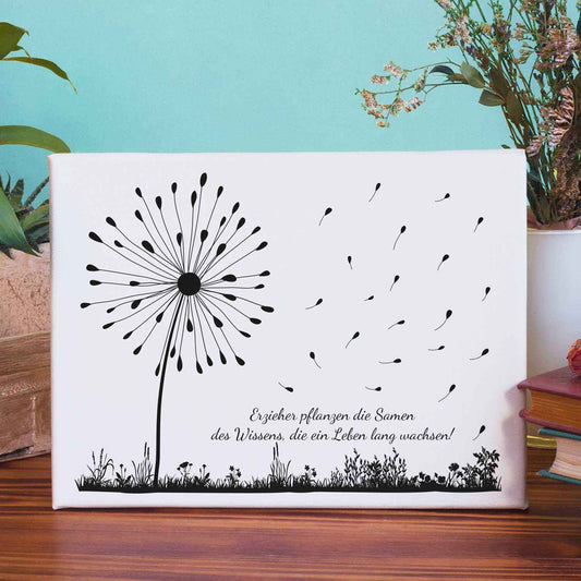 Personalisierte Leinwand - Geschenk zum Abschied für Erzieher und Lehrer - Pusteblume