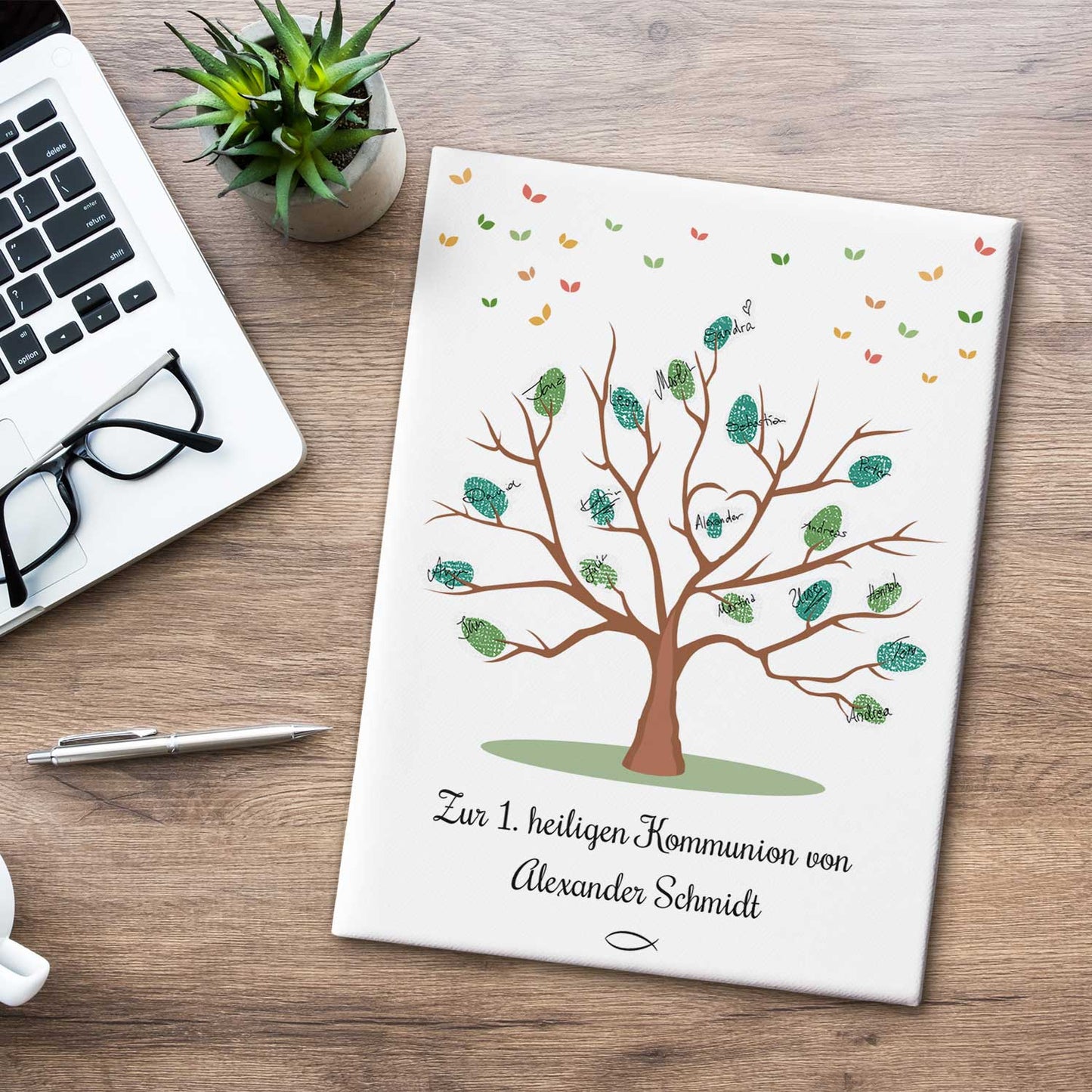 Leinwand als Gästebuch zur Kommunion