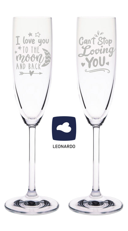 Leonardo Sektgläser mit Gravur "I love you to the moon and back" im Set