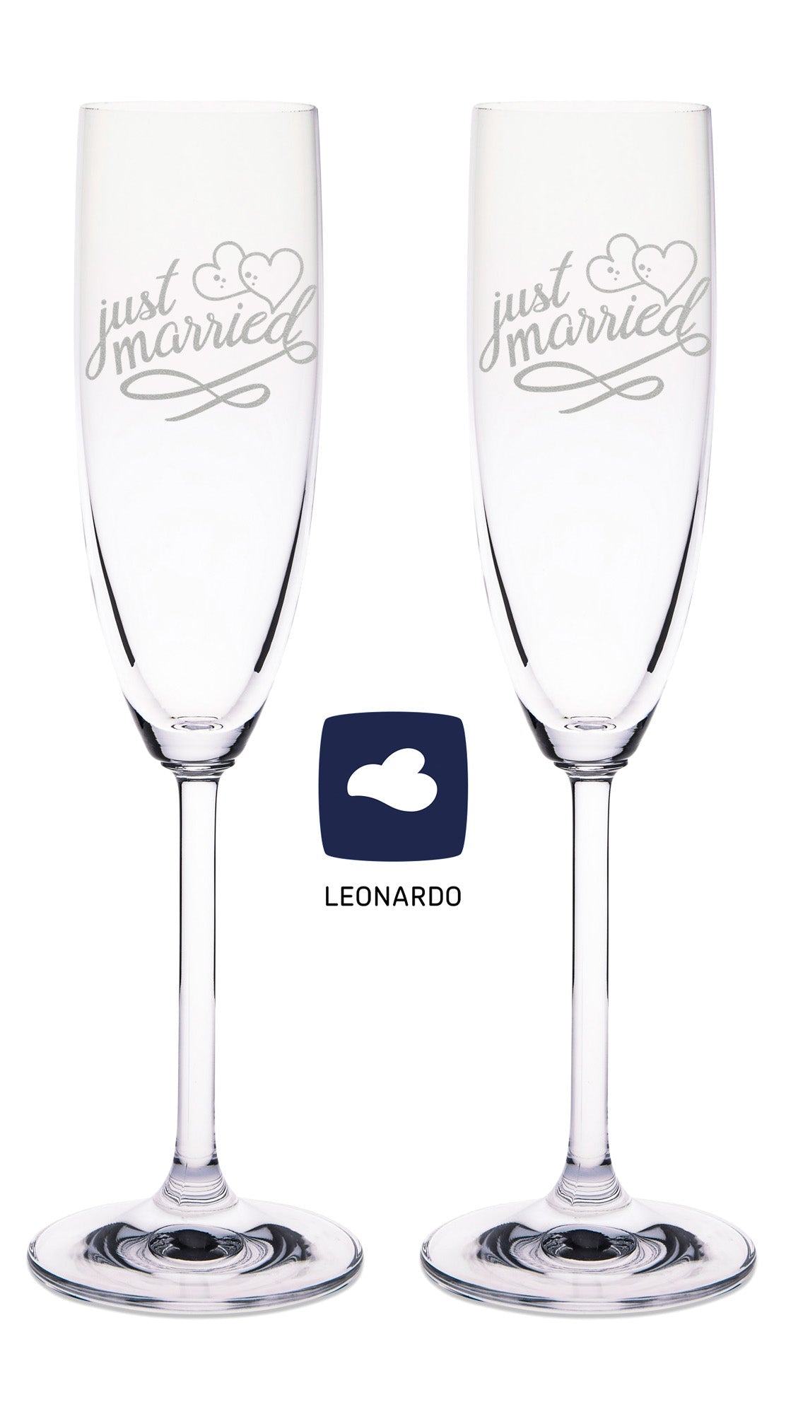 Leonardo Sektgläser "Just Married" inkl. bedruckter Holzkiste im Set