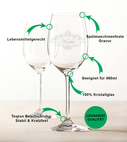 Leonardo Weingläser mit Gravur im "Weihnachtshirsch" Design als Set inkl. Holzkiste
