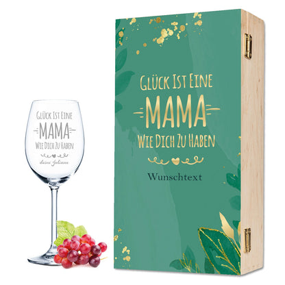 Leonardo Weinglas mit Gravur "Glück ist eine Mama"