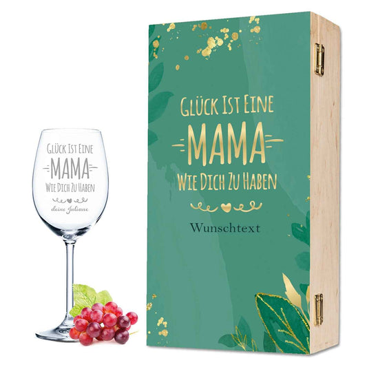 Leonardo Weinglas mit Gravur "Glück ist eine Mama"