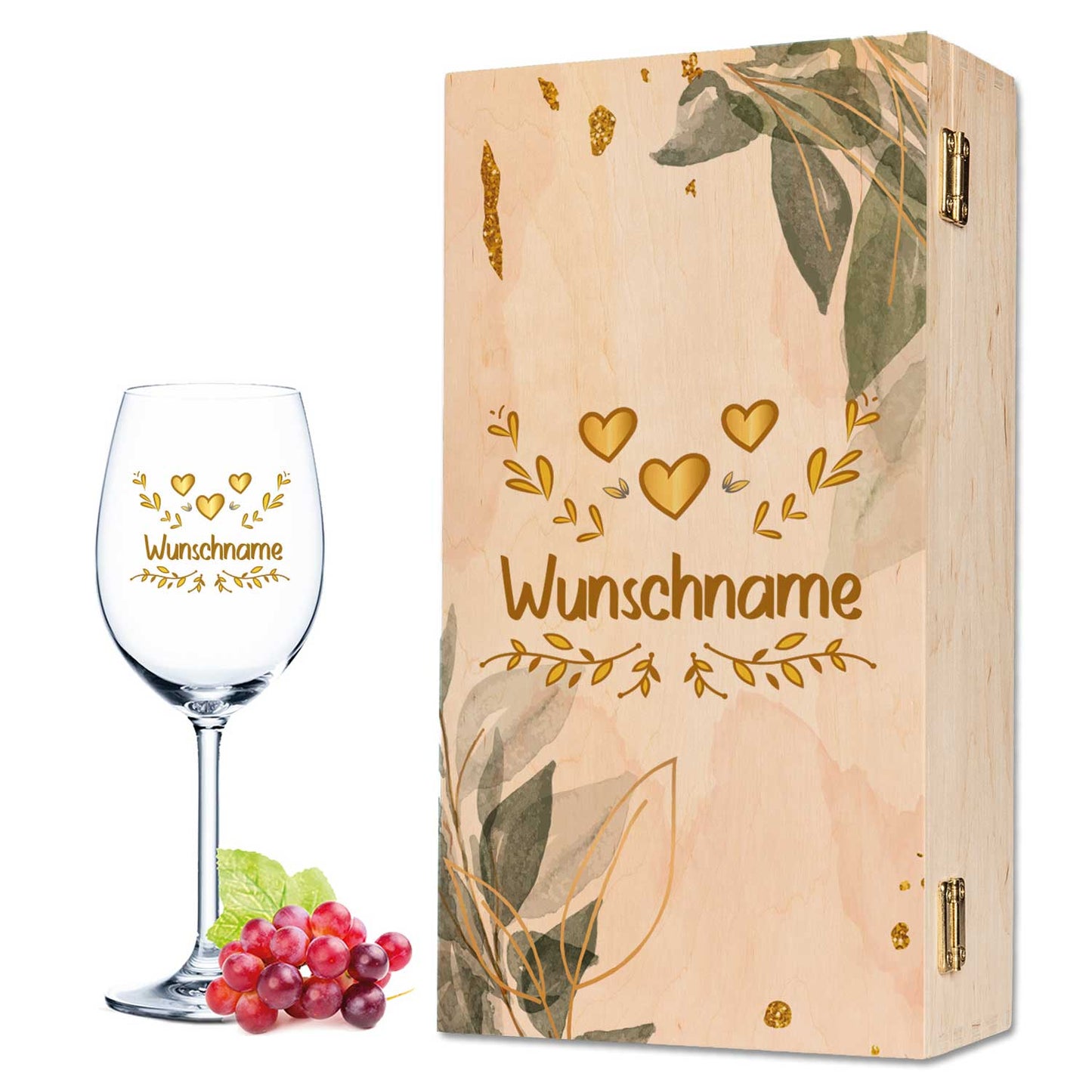 Leonardo Weinglas mit UV-Druck "Herzensmensch Floral Gold" Design