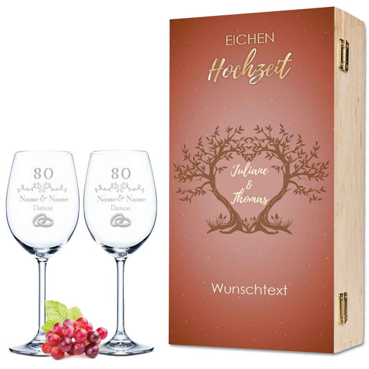 Leonardo Weingläser im "Eichenhochzeit - 80 Jahre" Design als Set