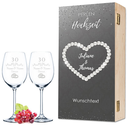 Leonardo Weingläser im "Perlenhochzeit - 30 Jahre" Design als Set
