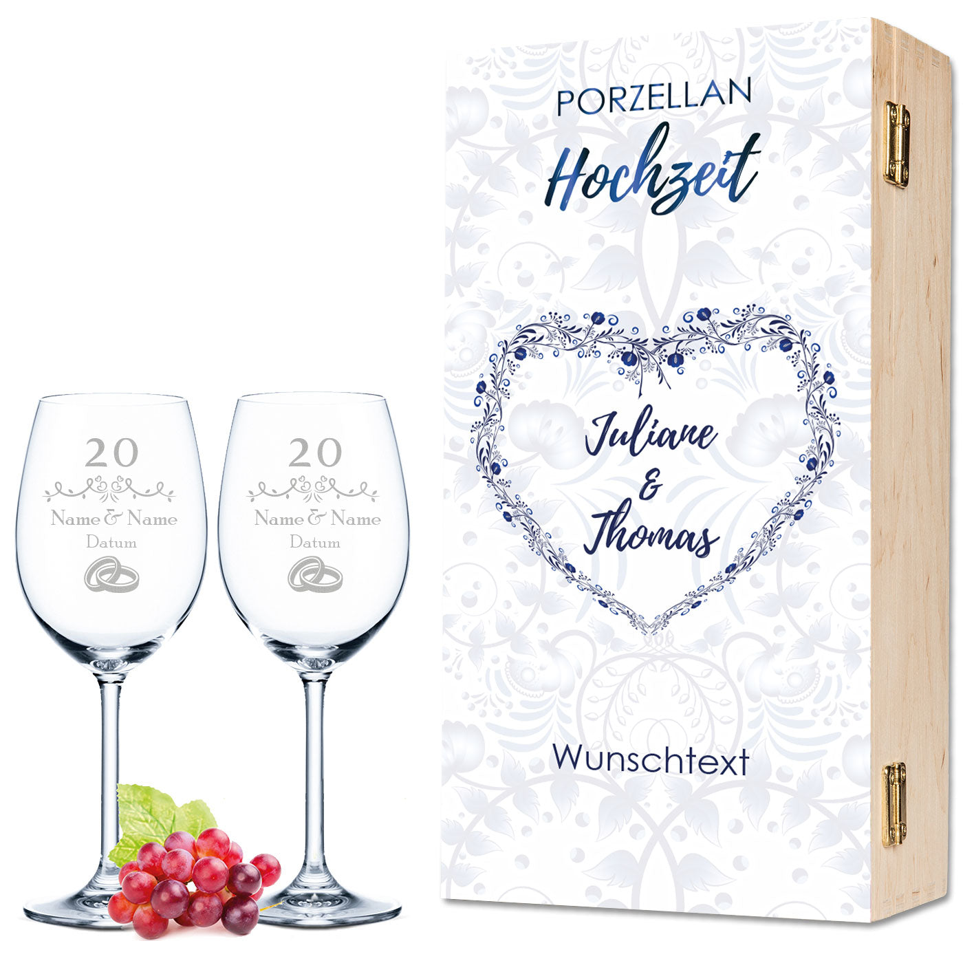 Leonardo Weingläser im "Porzellanhochzeit - 20 Jahre" Design als Set