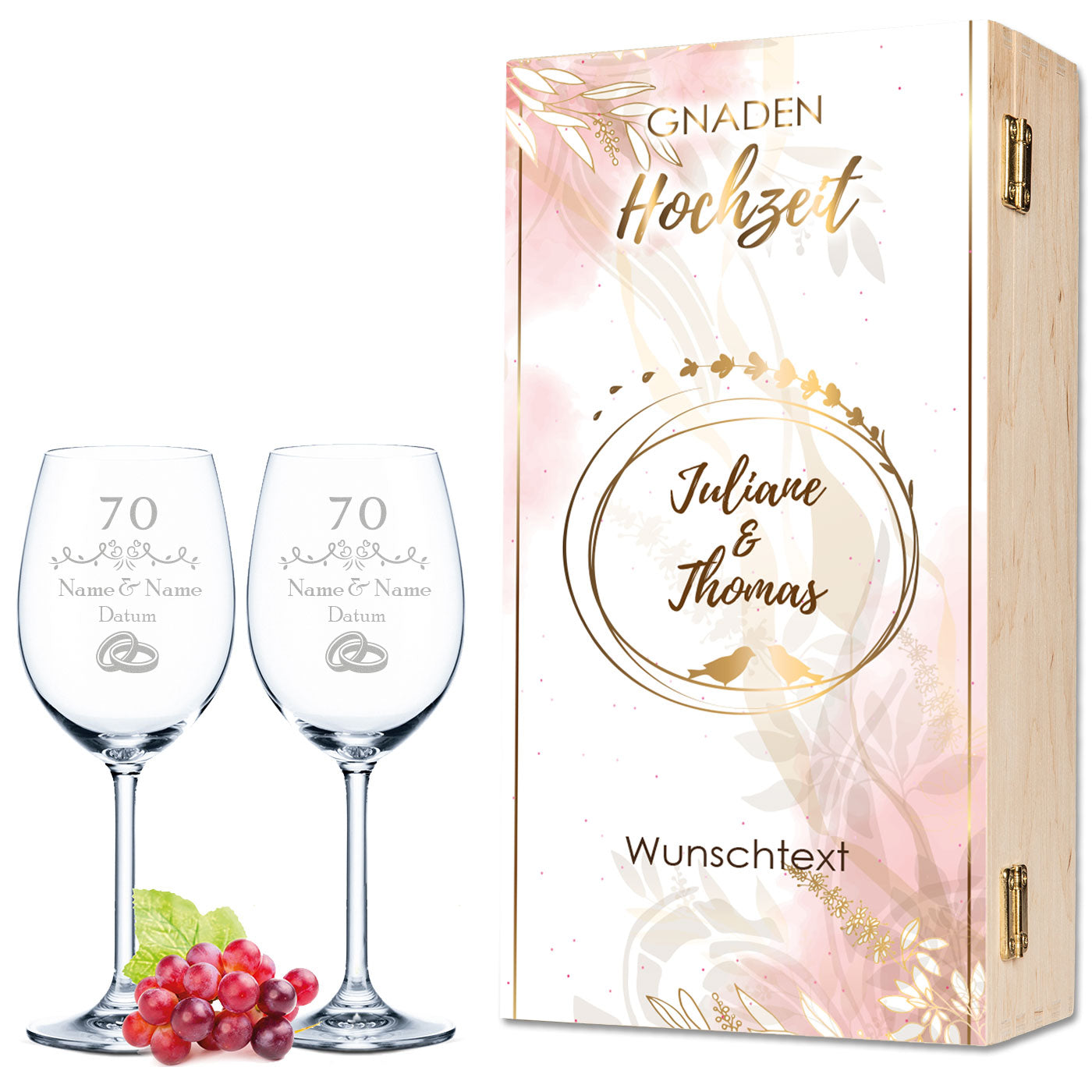 Leonardo Weingläser im "Gnadenhochzeit - 70 Jahre" Design als Set