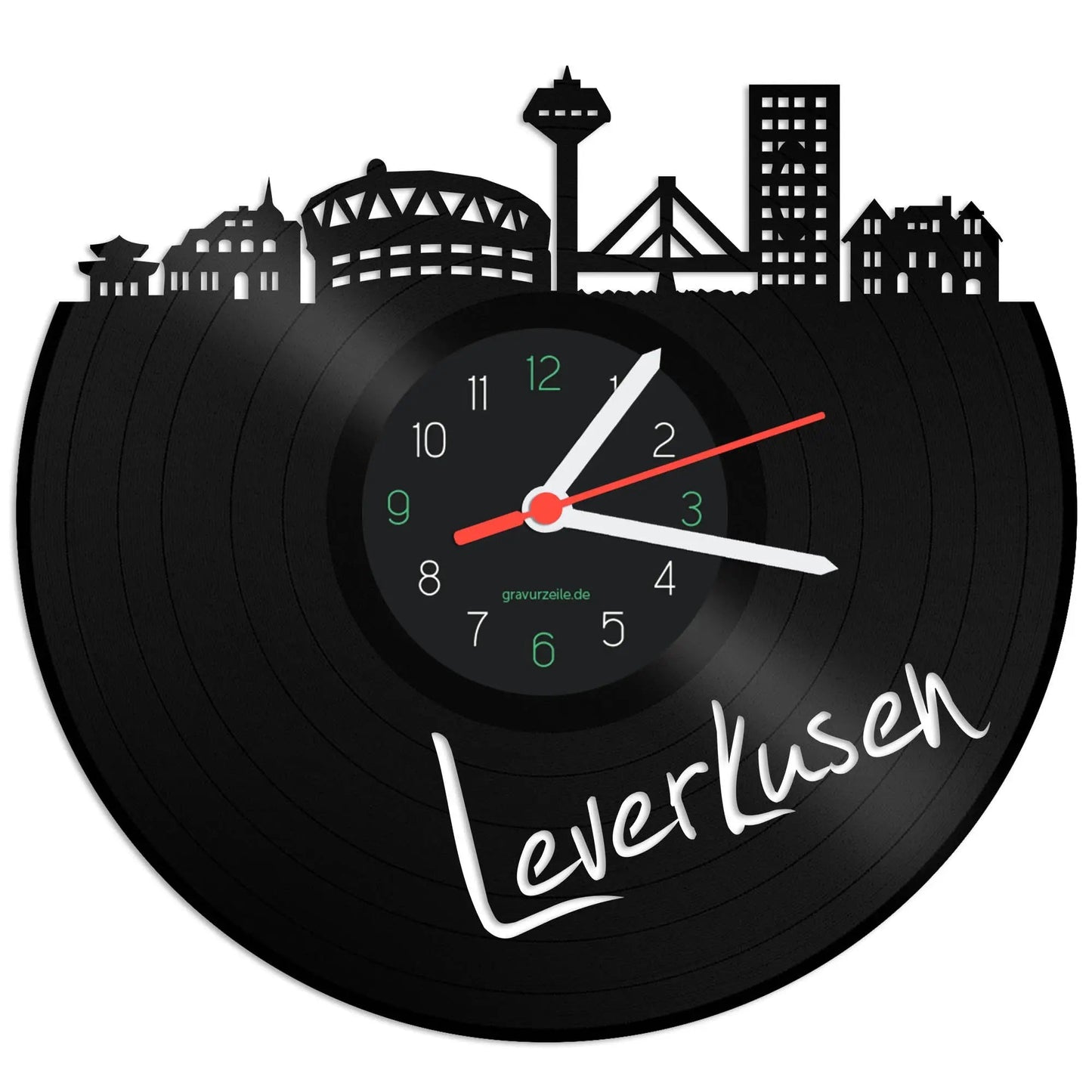 Wanduhr aus Vinyl Skyline Leverkusen
