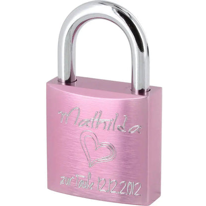 Baby Liebesschloss in Rosa mit Gravur