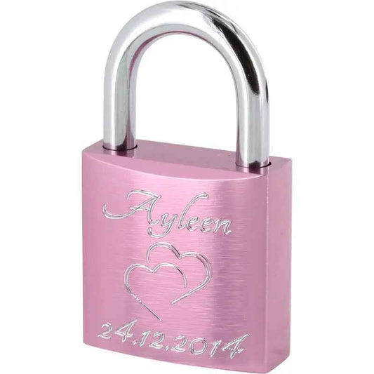 Baby Liebesschloss in Rosa mit Gravur