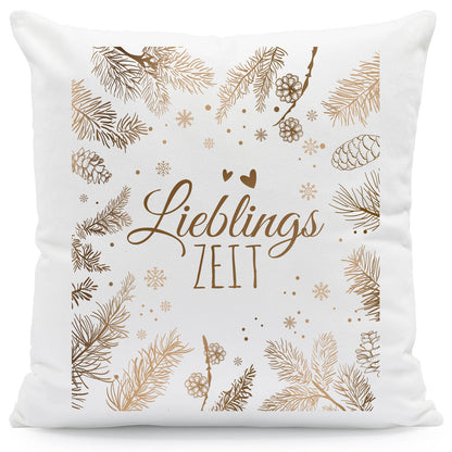 Kissen mit Weihnachtsmotiv - Lieblingszeit - Weihnachtsdeko - Geschenke für Frauen & Männer