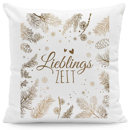 Kissen mit Weihnachtsmotiv - Lieblingszeit - Weihnachtsdeko - Geschenke für Frauen & Männer