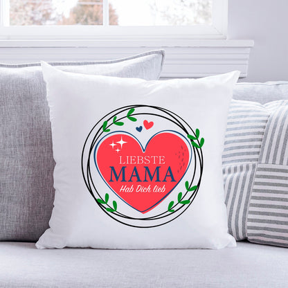 Bedrucktes Kissen mit Spruch Liebste Mama Hab Dich lieb