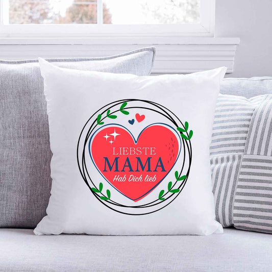 Bedrucktes Kissen mit Spruch Liebste Mama Hab Dich lieb