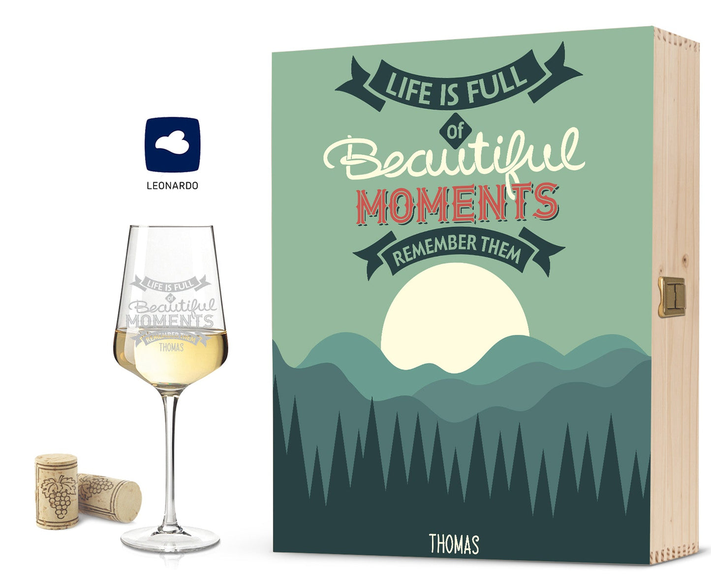 Leonardo Weinglas mit Gravur "Life is full of beautiful Moments"