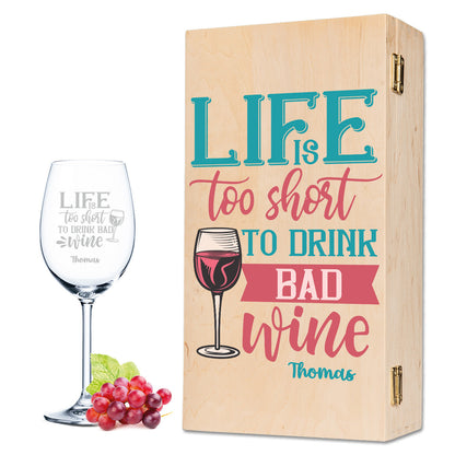 Leonardo Weinglas mit Gravur "Life is too short to drink bad Wine"