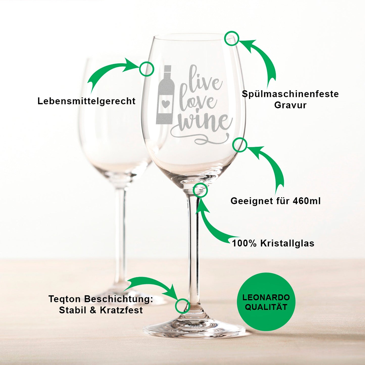 Leonardo Weinglas mit Gravur "Live Love Wine"