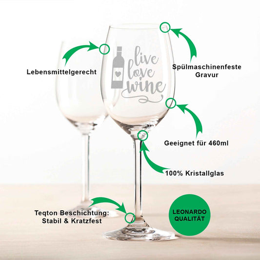 Leonardo Weinglas mit Gravur "Live Love Wine"