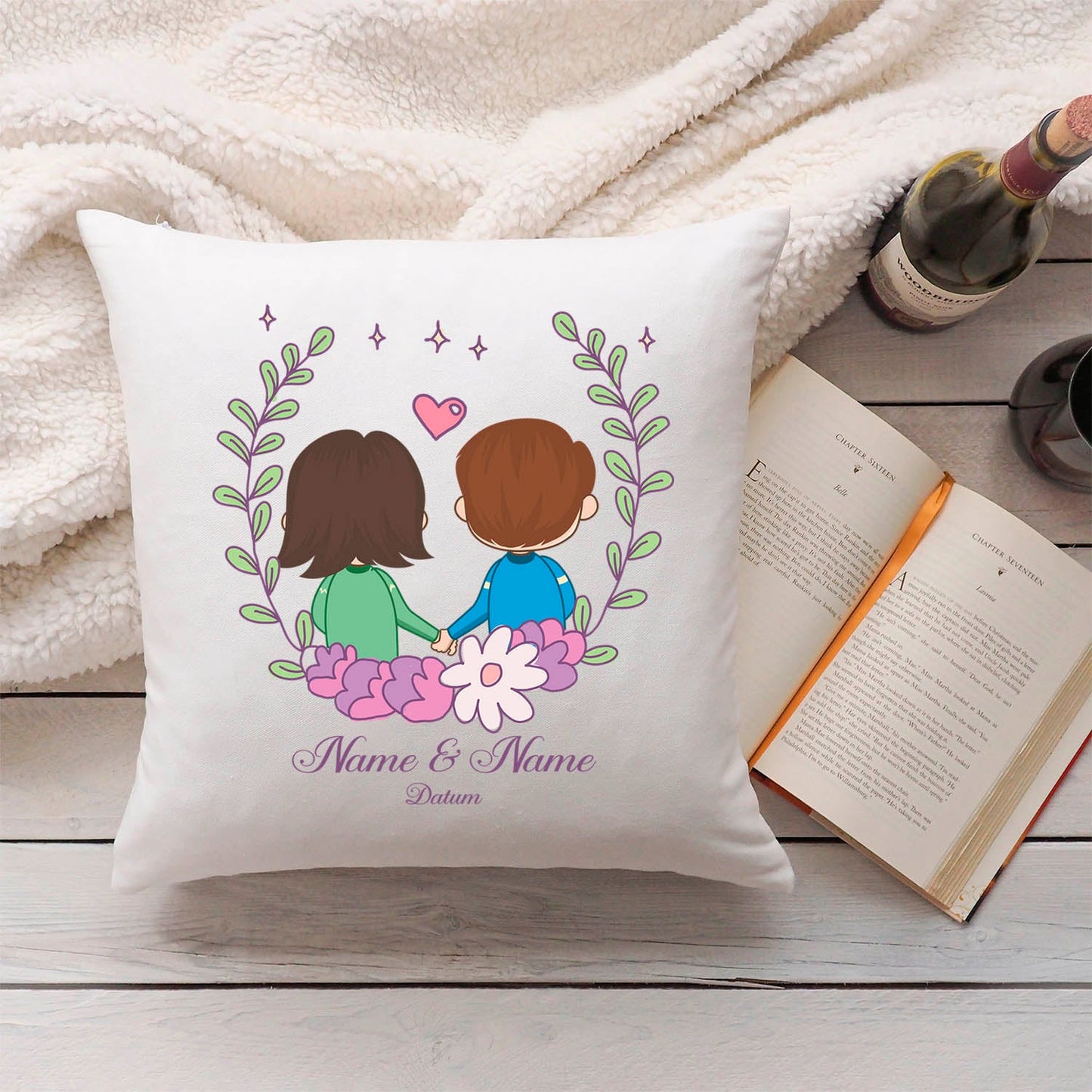 Bedrucktes Kissen mit Motiv "Love Couple"