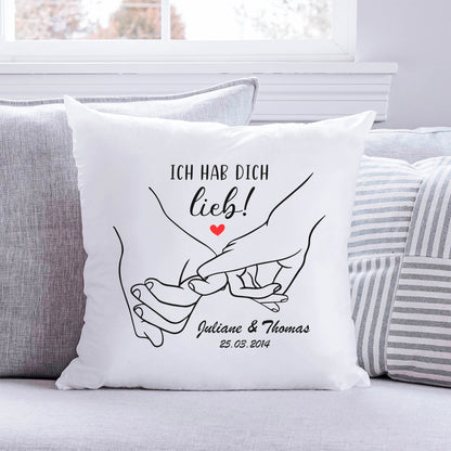Bedrucktes Kissen mit Motiv "Love Hands"
