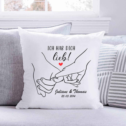 Bedrucktes Kissen mit Motiv "Love Hands"