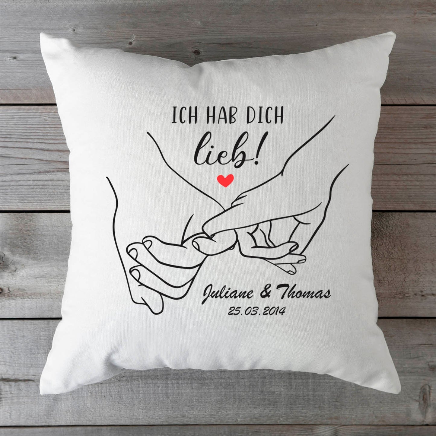 Bedrucktes Kissen mit Motiv "Love Hands"