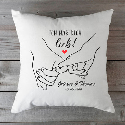 Bedrucktes Kissen mit Motiv "Love Hands"