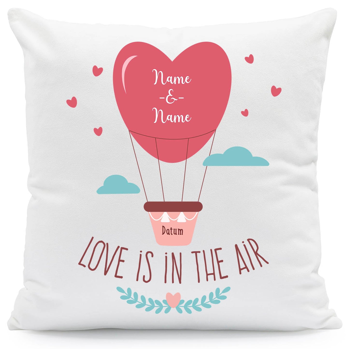 Bedrucktes Kissen mit Motiv Love is in the air