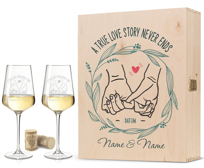 Leonardo Weingläser mit Gravur "A True Love Story never Ends" im Set