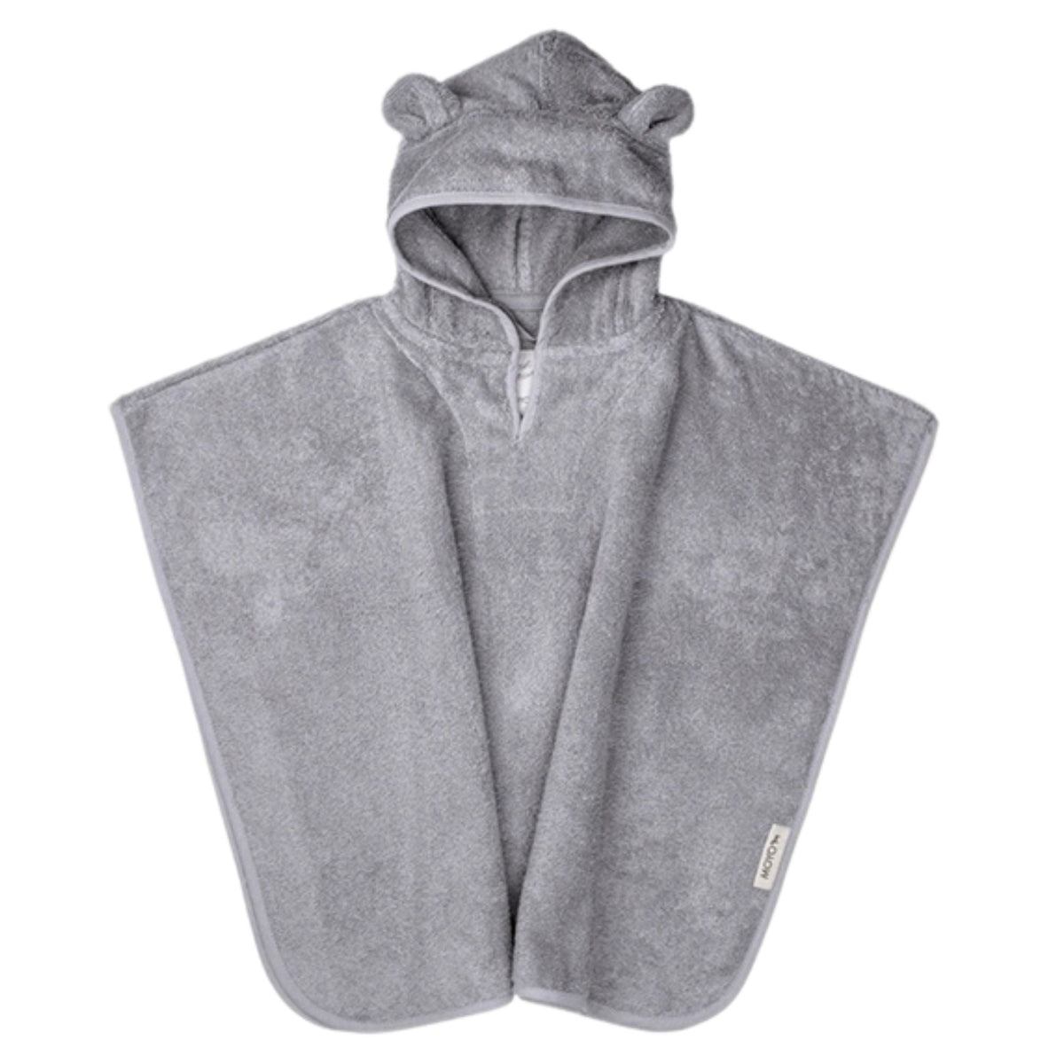 Baby Badeponcho 75x75 cm – „Grau“ mit niedlichen Bärenohren