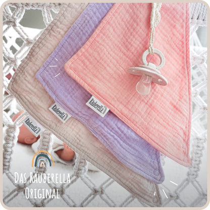 3er Set Musselin Lätzchen Flieder, Rosa & Beige