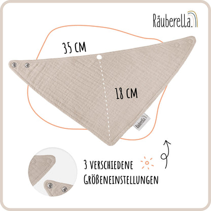 3er Set Musselin Lätzchen Flieder, Rosa & Beige