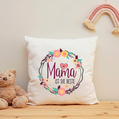 Bedrucktes Kissen mit Spruch Mama ist die beste