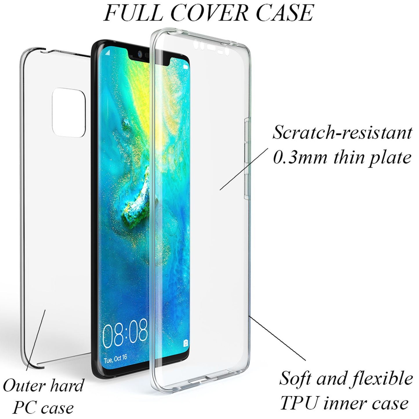 NALIA 360° Hülle für Huawei Mate 20 Pro – Vorne & Hinten Schutz – 360GUARD (Full-Body Case) – Marke aus Berlin