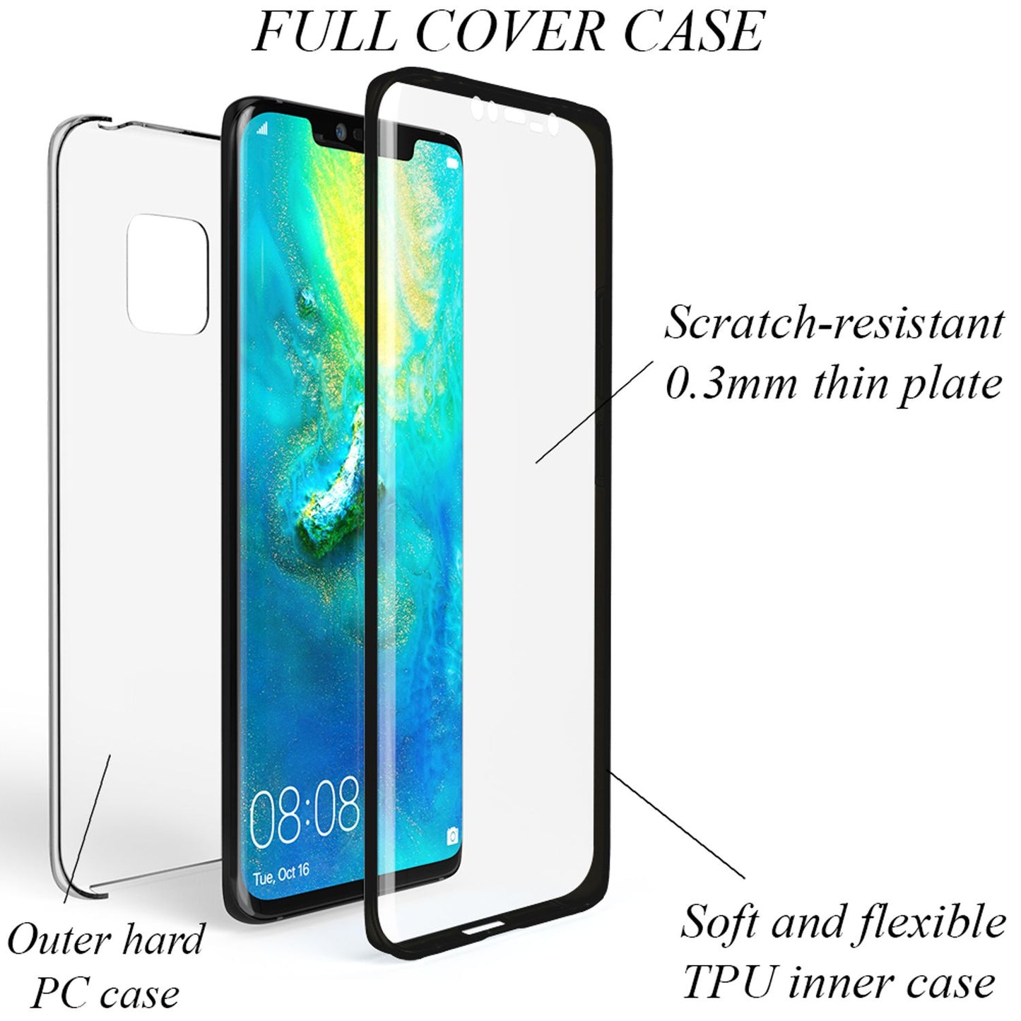 NALIA 360° Hülle für Huawei Mate 20 Pro – Vorne & Hinten Schutz – 360GUARD (Full-Body Case) – Marke aus Berlin