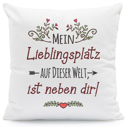 Kissen mit Spruch Mein Lieblingsplatz auf dieser Welt