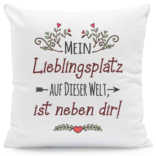 Kissen mit Spruch Mein Lieblingsplatz auf dieser Welt