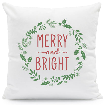 Kissen mit Weihnachtsmotiv - Merry and Bright - Weihnachtsdeko - Geschenke für Frauen & Männer