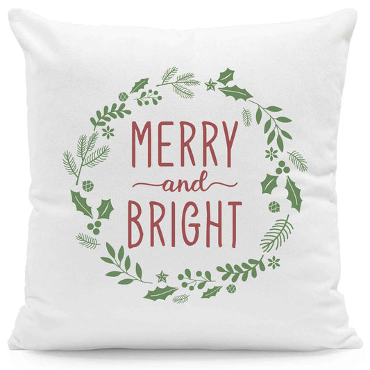 Kissen mit Weihnachtsmotiv - Merry and Bright - Weihnachtsdeko - Geschenke für Frauen & Männer