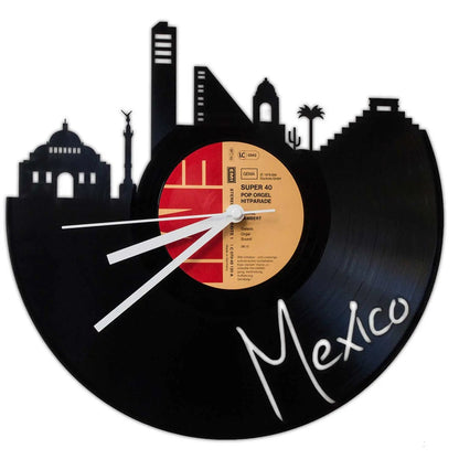 Wanduhr aus Vinyl Skyline Mexico