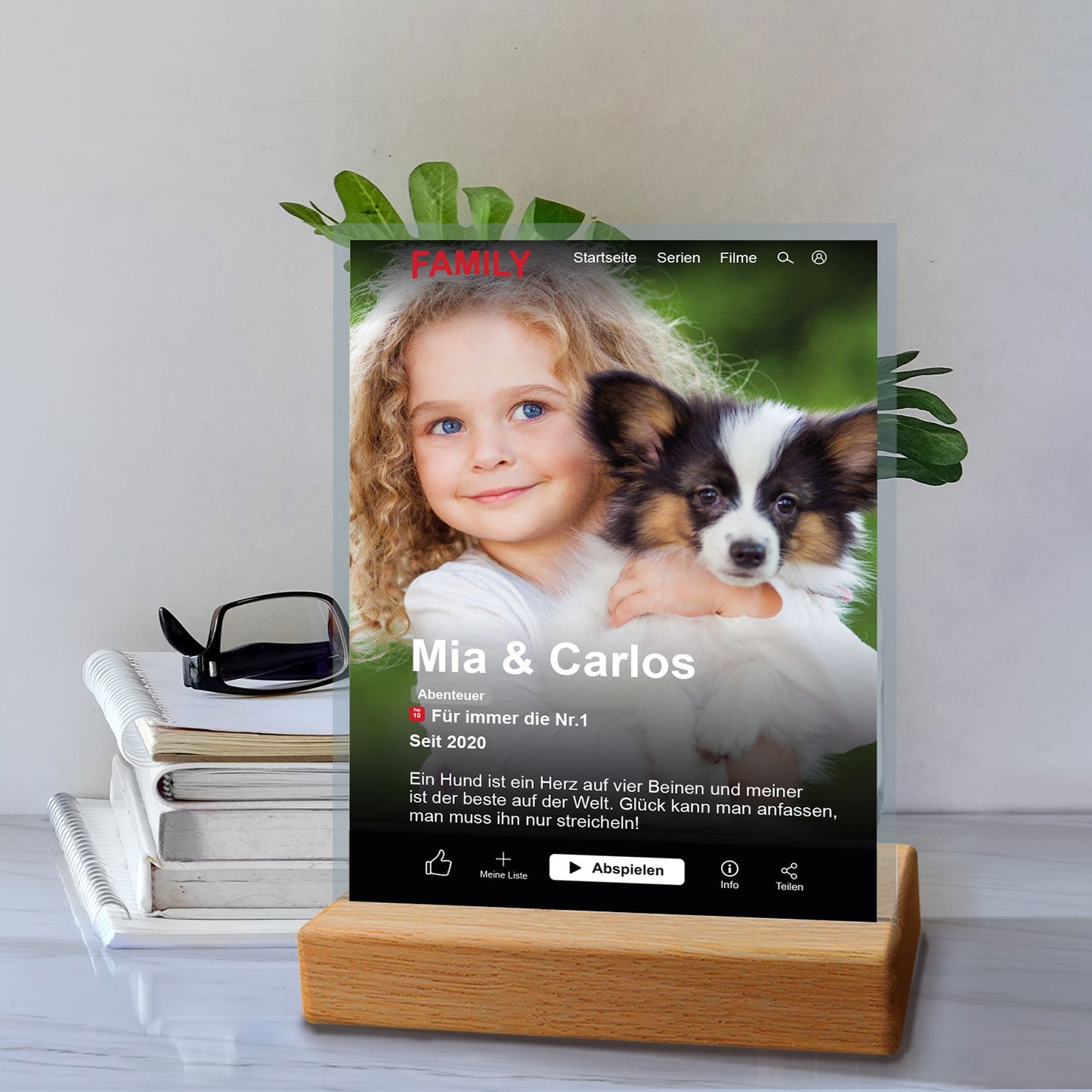 Film Cover auf Acrylglas - Personalisiertes Geschenk mit Foto im Netflix Design
