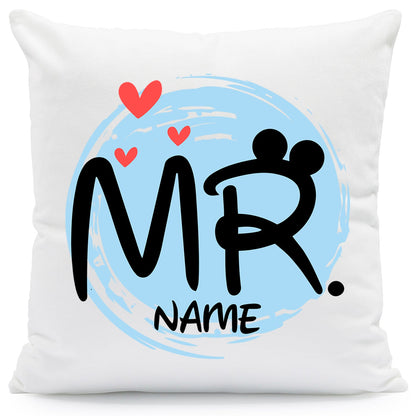 Bedrucktes Kissen mit Spruch - Mr & Mrs Mouse mit Namen