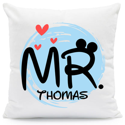 Bedrucktes Kissen mit Spruch - Mr & Mrs Mouse mit Namen