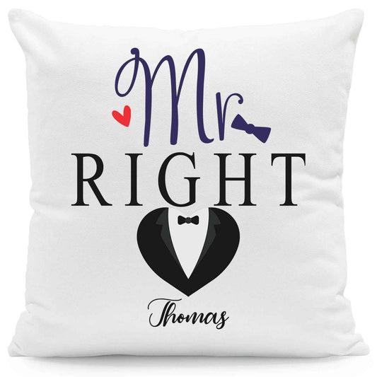 Bedrucktes Kissen mit Spruch Mr & Mrs always Right im Set