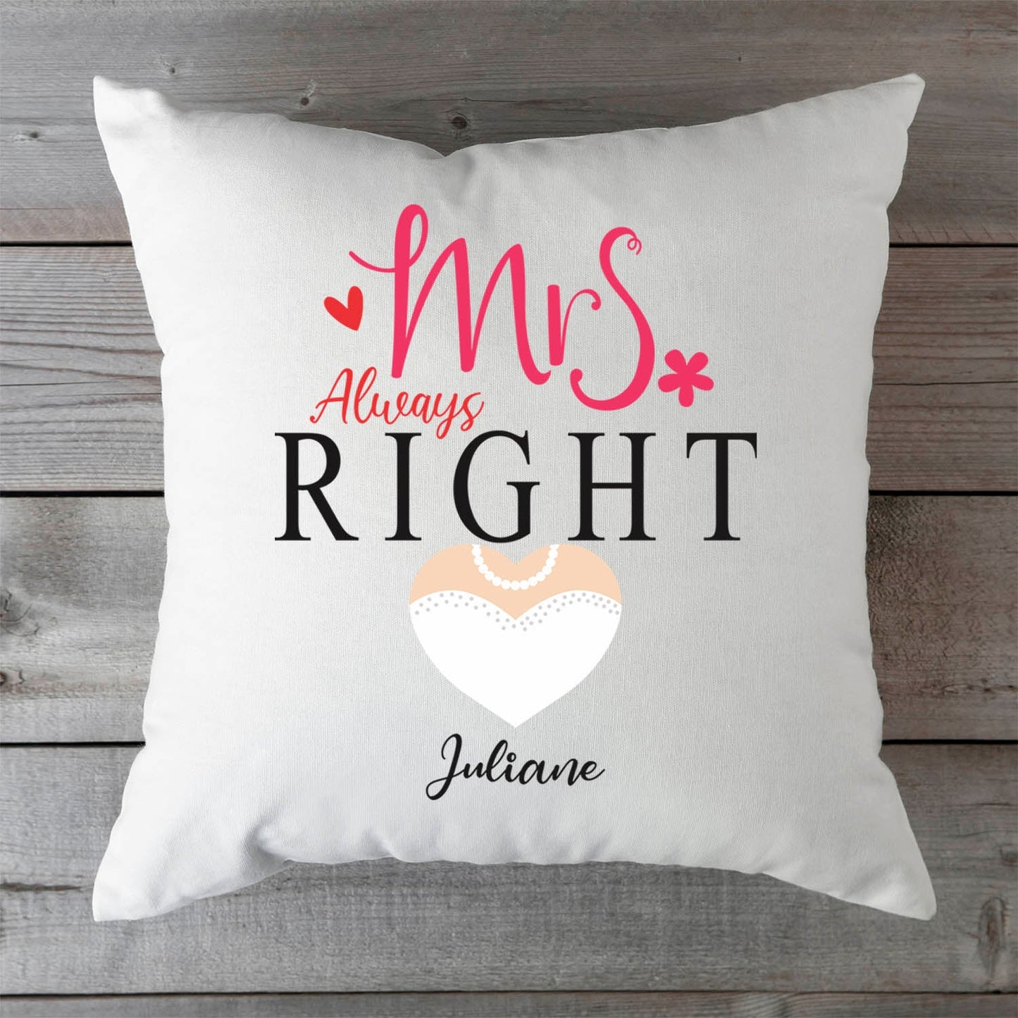 Bedrucktes Kissen mit Spruch Mr & Mrs always Right im Set