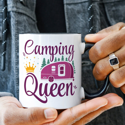 Bedruckte Tasse mit Spruch Camping Queen