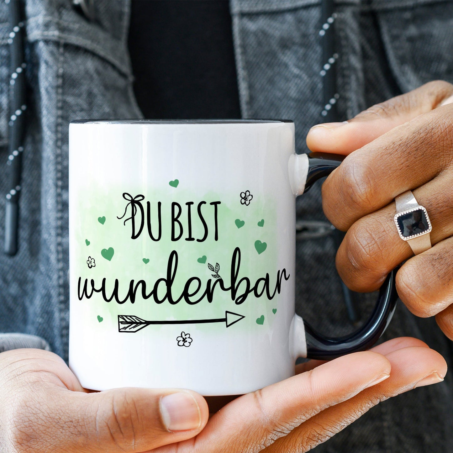 Bedruckte Tasse mit Spruch Du bist wunderbar